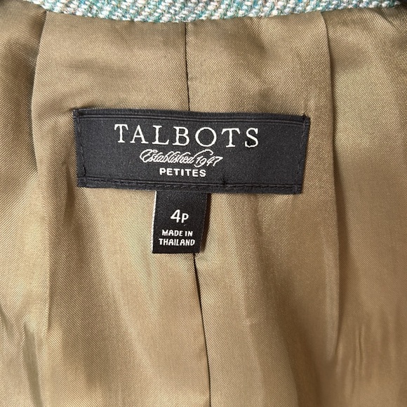Talbots Petites Wool Blend Tweed Blazer Academia Office Preppy Festive Green 4P - Picture 13 of 14